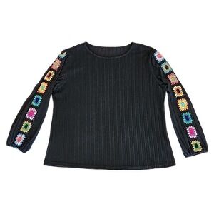 Sweater Crochet Granny Square Sleeves 3XL Cottagecore Retro Boho Patchwork Y2K